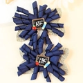 Handgefertigte dunkelblaue Haarklammern mit goldenem Glitzer und ABC-Schulthema - Marineblau Schleife Haarspangen Set / Marineblau