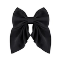 Elegante handgemaakte zwarte satijnen dubbele strik haarclip voor een dagelijkse minimalistische look - Zwart (4)