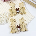 Golden sequin Christmas reindeer antler hair clips set with brown resin deer charm - Gold Sequin Brown Reindeer Style