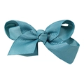3-inch blue ribbed grosgrain ribbon hair bow accessory with a classic knot for girls - #30 Blue