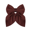 Barrette à nœud papillon en satin marron élégant avec finition soyeuse et design superposé - Café (5)
