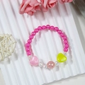 Roze eenhoorn armband voor meisjes met hartjesbedels en acryl kralen sieraad - Roze Kralen met Hart Hangers (Stijl 7)
