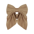 Barrette nœud géant en satin marron café fait main pour une coiffure élégante - Café Clair (6)