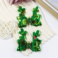 Funkelnde grüne Weihnachts-Haarklammern mit Rentiergeweih, Pailletten und Mini-Baum - Grüner Pailletten Weihnachtsbaum Stil