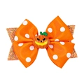 Handgefertigte Halloween Haarspange mit orangefarbener gepunkteter Schleife und Kürbis - Orange Weiß Gepunkteter Kürbis (Stil 1)