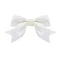 Handmade macaron cream white polyester ribbon bow hair clip with elegant satin finish - Milk White