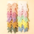20-piece set of waffle texture solid color bow hair clips for girls on display cards - Waffle Texture Series (#3)