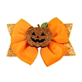 Handgefertigte Halloween Haarspange mit orangefarbener Schleife und Kürbis Dekor - Oranger Jack-o-lantern Kürbis (Stil 3)