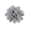 Grey layered chiffon flower hair accessory with delicate fabric petals on white background - Light Gray