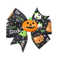 Fiocco per capelli Halloween fatto a mano con zucca e nastro con teschi e fantasmi - Lettere Zucca Nere (Stile 3)