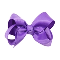 Purple ribbed ribbon hair bow clip with handmade symmetrical 3-inch pointed design - Purple (#12)