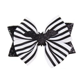 Handgefertigte Halloween Haarspange mit schwarz-weißen Streifen und Glitzer Fledermaus - Schwarz Weiß Gestreifte Fledermaus (Stil 4)