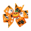 Fiocco per capelli Halloween arancione con stampe di fantasmi e zucca 3D centrale - Fantasma Zucca Arancione (Stile 4)