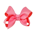 Bright pink 3-inch handmade grosgrain ribbon hair bow clip with textured finish - Bright Pink (#14)