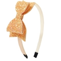 Glittery orange sequin bow headband for girls with comfortable cream white hair hoop base - Orange Sequin Bow Style (#8)