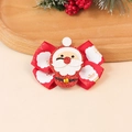 Fiocco per capelli natalizio con Babbo Natale scintillante e motivi a renna - Fiocco Stampa Babbo Natale Base Rossa (Stile 1)