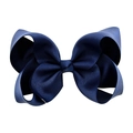 Nœud papillon 6 pouces bleu marine en ruban gros-grain avec texture côtelée - Bleu foncé