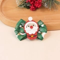 Fermaglio natalizio a fiocco verde con Babbo Natale glitterato e motivi a fiocchi - Fiocco Babbo Natale Fiocco di Neve Base Verde (Stile 2)