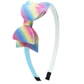 Rainbow glitter bow headband for children with colorful gradient and sequin details - Rainbow Gradient Glitter Bow Style (#2)