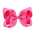 Nœud papillon fait main en ruban gros-grain rose vif de 6 pouces pour filles - Rose vif
