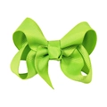 Green 3-inch handmade grosgrain ribbon hair bow clip for girls in solid color - Green (#11)