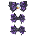Set di 3 fermagli per capelli Halloween con fiocchi viola a ragnatela e decorazioni di fantasmi - Stile Fantasma Viola (#2)