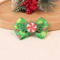 Fermaglio natalizio con nastro verde a fiocchi di neve e decorazione di caramella - Fiocco Caramella Fiocco di Neve Base Verde (Stile 4)