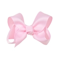 Pink 3-inch layered grosgrain ribbon bow hair clip for girls in solid color - Pink (#13)