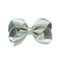 Handmade silver grey satin bubble flower hair bow clip with silky ribbon texture - Light Cyan (#6)