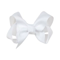 3-inch white grosgrain ribbon hair bow clip with textured finish for children - White (#1)