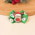 Pince à cheveux de Noël avec ruban côtelé vert, motif renne et breloque cerf pailletée - Base Verte Renne Flocon Nœud (Style 5)