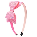 Sparkly pink sequin bow headband for girls featuring a glitter finish hair accessory - Pink Sequin Bow Style (#6)