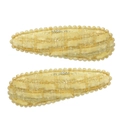 Pair of cream yellow plaid plush snap hair clips with sparkling rhinestone accents - Yellow