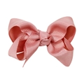 Pink 3-inch handmade grosgrain ribbon hair bow clip with textured ribbed surface - Pink (#2)