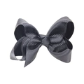 Handmade 3-inch black grosgrain ribbon bow hair clip with textured ribbed fabric - Black (#3)