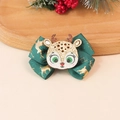 Barrette nœud de Noël en ruban gros-grain vert foncé avec motif renne pailleté - Base Vert Foncé Texte Merry Christmas Nœud (Style 8)