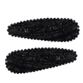 Minimalist handmade black fabric BB hair clips with delicate beadwork for children - Black