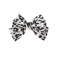 Detailansicht der dreilagigen Leoparden-Haarschleife aus Polyester auf weißem Grund - Weiß Und Schwarz Leopard (#1)