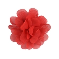 Vibrant red layered chiffon flower hair accessory made of mesh fabric for kids - Red