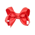 Handmade 3-inch bright red grosgrain ribbon bow hair clip for children and girls - Red (#4)