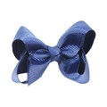 Deep blue 3-inch handmade grosgrain ribbon hair bow for kids with ribbed texture - Deep Blue (#5)