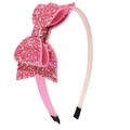 Glittering bright pink sequin bow headband for children with colorful sparkles - Bright Pink Large Bow Style (#11)