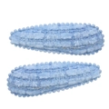Pair of light blue plush drop-shaped BB hair clips with textured checkered fabric - Blue