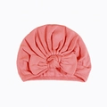 Soft coral pink knitted baby turban hat with a twisted knot bow for autumn warmth - Coral Pink (#1)