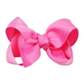 Neon pink 3-inch grosgrain ribbon bow hair clip with handmade layered design for girls - Fluorescent Pink (#6)