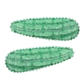 Pair of green plaid plush snap hair clips with decorative beads for children - Green