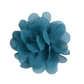 Chiffon fabric flower hair accessory in dark teal color with multilayered mesh design - Peacock Blue