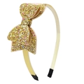 Golden sequin bow headband for children with sparkling glitter finish and soft tips - Golden Sequin Bow Style (#13)