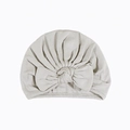Soft light grey baby turban hat with front knot bow made of ribbed knitted fabric - Light Gray (#3)