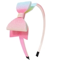 Gradient pink and blue glitter bow headband for girls with sparkling finish - Dreamy Gradient Glitter Bow Style (#14)